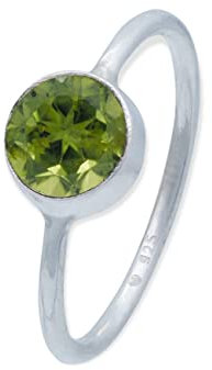 mantraroma Damen Ring Silber mit Stein Peridot Edelstein grün schlicht modern