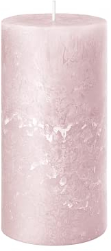 Rustik Stumpenkerze, Höhe 8 cm Ø 7 cm, Safe Candle, Brenndauer ca. 34 Stunden (softrosa)