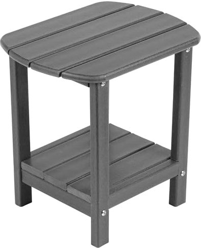 NALONE Adirondack Table d'appoint,16,5 Table Basse Exterieur,Matériau Plastique de polyéthylène Haute densité (HDPE),Style Adirondack à Double Couche,pour terrasse, Salon, Balcon,40x40x30cm(Gris)