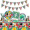 XJLANTTE Hawaiian Luau Party Supplies - Bannière d'anniversaire tropicale, assiettes en papier Toucan, serviettes, gobelets, nappe et pailles en papier pour la fête d'été Aloha, pour 20 invités (01)