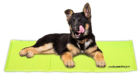 Relaxdays Kühlmatte Hund, 50 x 90 cm, selbstkühlende Hundematte, Gel, abwischbar, Kühlunterlage für Haustiere, grün