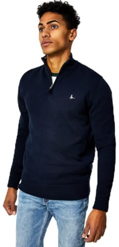 Jack Wills Mens Funnel Neck Half Zip Jumper Navy S
