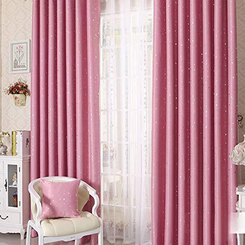 Rosa Vorhänge für Wohnzimmer, Blackout Drape Badezimmer Vorhänge für Schlafzimmervorhänge Verdunkelungsvorhang Stern-Vorhänge für Schlafzimmer, Wohnzimmer, Kinderzimmer (Rosa) (100 x 130cm, 1er Set)