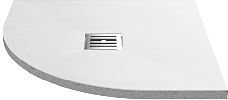 nuie NLT61105 Modern Bathroom Slimline Quadrant Shower Tray - Grill Not Included, 800mm x 800mm, Slate White