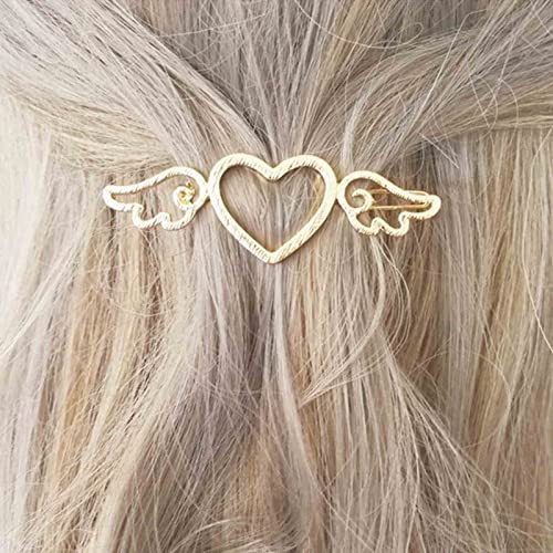 Cimenexe Böhmisches Herz Haarspange Hohles Herz Haarspange Liebesherz Baumeln Haarnadel Gold Engelsflügel Haarnadeln Clips Metall Herz Kopfbedeckung Dekorativer Haarschmuck Schmuck für Frauen und