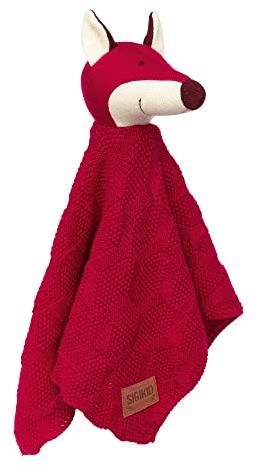 SIGIKID 39630 Strick-Schnuffeltuch Fuchs Knitted Love, kuschelweiches Schmusetuch aus Baumwollstrick Einschlafhilfe und Tröster für Babys & Kinder von 0-36 Monaten, Rot, 40x40x8 cm