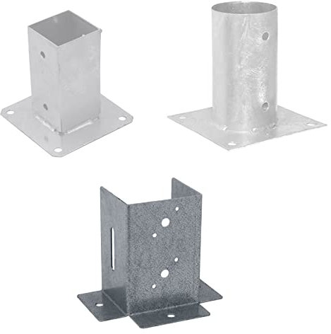 BRESKO Aufschraubhülse Pfostenträger Pfostenschuh Bodenhülse Stützenfuß Hülse Feuerverzinkt (Offen: 91x85 mm)