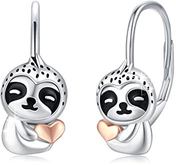 Tier Faultier Ohrringe Creolen Mädchen 925 Sterling Silber Kinder Creolen Klein Ohrringe Kreolen für Damen Faultier Tier Ohrringe für Damen Mädchen Mutter Tochter