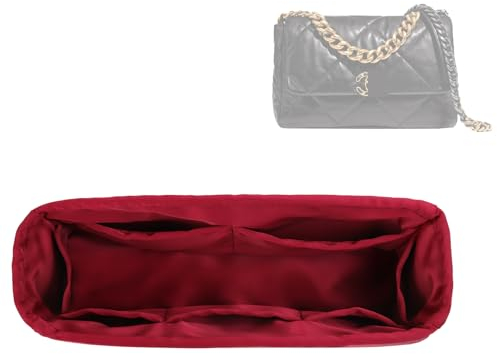 DGAZ Handtasche Taschenorganizer für Chanel 19, Seide Handtaschenorganisator Damen, Luxus-Handtaschen & Tote Innentaschen (Rouge Moyen, Flap 26)