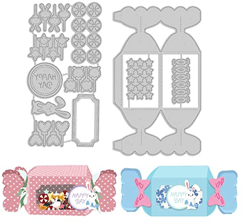 INFUNLY Candy Shape Die Cut 3D Chocolate Box Metal Cutting Dies for Christmas, Valentine's, Baby, Birthday, Wedding, Party Decor
