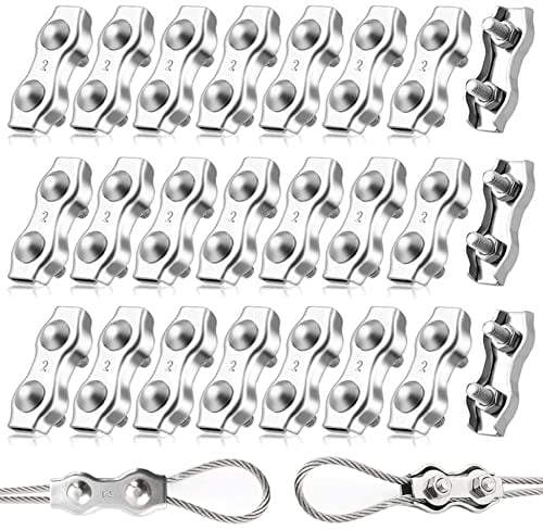 20 Pezzi Morsetto Duplex M2 Morsetti per Fune Metallica Morsetti per Funi Duplex in Acciaio Inossidabile 304 Clip per Fune Metallico per Funi Metalliche Cavi Sartiame da 2 mm