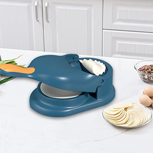 Dumpling Maker 2-in-1-Knödelformdruck Teigtaschen-Hautmacher,Teigtaschenformen, Knödelmacher,Knödelhautform Manuelle Teigpresse,Hautverpackungen,Knödel Skin Maker Knödel Formen (Blau)