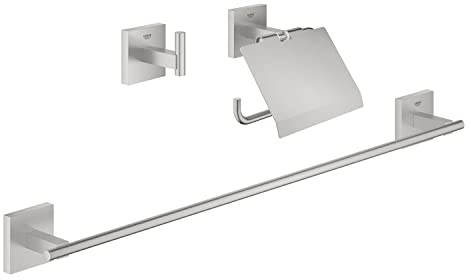GROHE Start Cube - Bad- Set 3-in-1 (verdeckte Befestigung, Material: Metall, langlebig), supersteel, 41124DC0