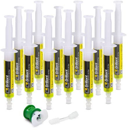 Errecom Brilliant - 12 x 7,5 ML, Traceur Fluorescent UV pour localiser Fuites de Gaz Réfrigérant dans Les Systèmes de Climatisation Voiture, Contient Adaptateur pour gaz réfrigérant R1234yf
