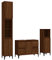 vidaXL Badmöbel Set 3-TLG., Badschrank Metallfüße, Badezimmer Unterschrank Hochschrank Midischrank, Badezimmermöbel, Braun Eichen-Optik Holzwerkstoff