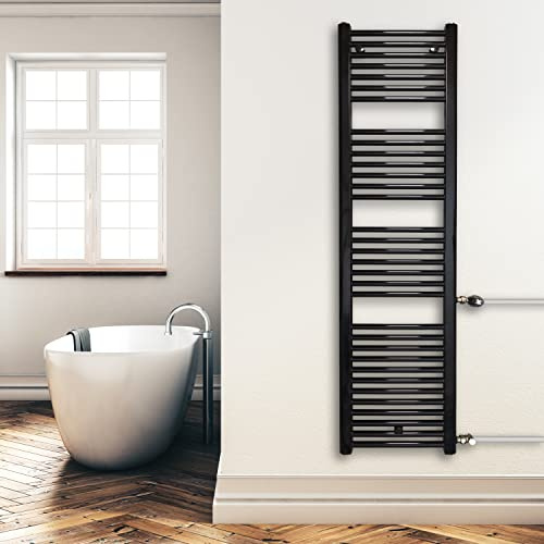 Austausch Badheizkörper Bad Renovierung Heizkörper mit Seitenanschluss Nabenanschluss schwarz (1732 x 400 (Anschlussmaß 540) mm) (647 Watt nach EN442)