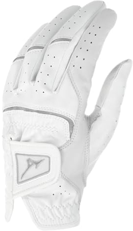 Mizuno Elite Damen-Handschuhe, Leder, Golfhandschuhe, Größe S, LH Weiß/Silber