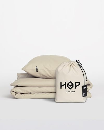 HOP DESIGN Bettwäsche 135x200 Baumwolle Bettwäsche-Sets, Bettbezug 135x200 Beige - Bettbezüge Sommerbettwäsche, Duvet Cover mit 1 Kissen Bezug 100% Baumwolle Ideal für Allergiker