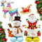 SUNSK Weihnachtsballons Weihnachtsmann Foilballoon Weihnachten Aluminiumfolie Luftballons Merry Christmas Luftballons 3D Folienballon Cartoon-Rentier-Ballon für Weihnachten Dekoration 5 Stück