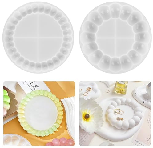 2 Stück Silikonformen Untersetzer Bubble Epoxidharz Formen Untersetzer Resin Silikon Tablett Untersetze Gießform DIY Runde Beton Gießform Schüssel Silikonformen Platte