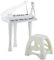 AIYAPLAY Piano Enfant électronique, Clavier de Piano, 32 Touches Multifonctions, avec Micro Haut Parleur et Tabouret, Couvercle Lumineux LED, Instrument de Musique Enfant, Blanc