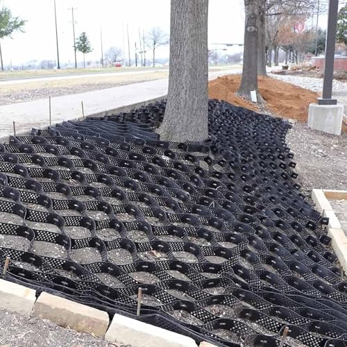 Kanduo JSY Kiesgitter Bodenstabilisierungsgitter, Flexible Kiesgitter, schwarzes Waben-Bodenverstärkungsgitter Geocell-Kies (Size : 6m x 10m (19.5ft x 33ft))