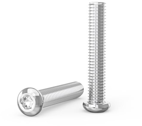 ORTAVA Tornillos de cabeza alomada Torx, tornillos de cabeza redonda ISO 7380, tornillo de cabeza semirredonda, 10 unidades, M6 x 35 mm, acero inoxidable A2 V2A, rosca completa