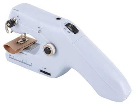 Macchina da cucire automatica a mano, per vestiti, tende in tessuto, fai da te e viaggi (bianco)