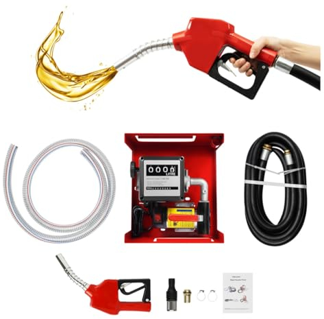 CHIMHOON Bomba diésel de 200 W, autocebante, 230 V, 50 L/min, gasolineras móviles con contador digital, mangueras, ± 1 % de precisión de medición