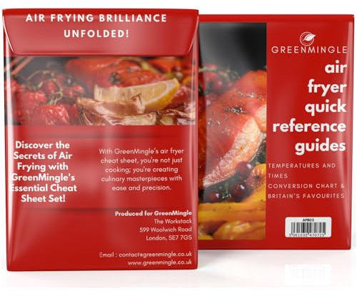 Bespoke designed for UK market, Air Fryer Cooking Time Sheet, Magnetic Cheat Sheet set by GreenMingle, Temperature in Celsius, Air Fryer Accessories, Kitchen Accessories, London based UK Brand