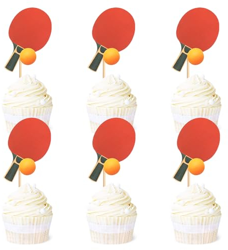 Blumomon 24 Stück Dual Front Tischtennis Sport Kuchen Dekoration Tischtennis Sport Cupcake Topper Sport Themed Party Dekoration Passend Für Tischtennis Sportler Periphere Aktivitäten Dekoration