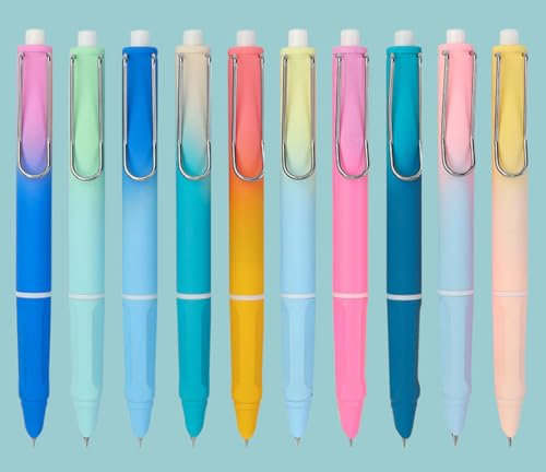 Ranvi 10 Pieces Refillable & Retractable Fountain Pen, Extra Fine Nib 0.38mm(Gradient color)