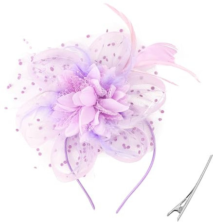 DRESHOW Fascinators Hat Feather Headband Women's Fascinators Tea Party Headwear with Clip Flower Head Band for Girls & Women