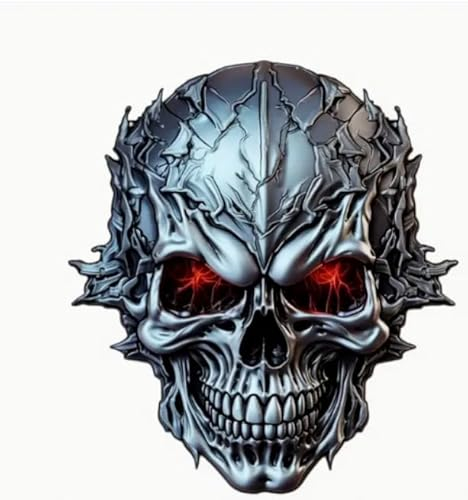 3D Totenkopf Aufkleber - Grauer Schädel Sticker für Auto, Motorrad, Laptop - Hochwertiger Schädel-Aufkleber für coole Akzente - Wetterfest Horror Halloween Dekor Sticker Grau