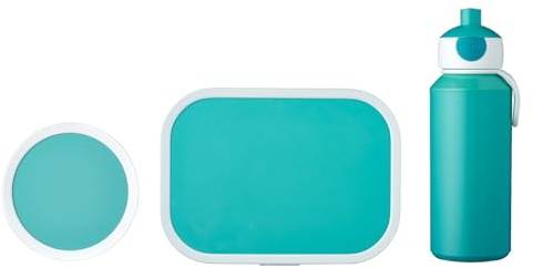 Mepal - Juego de almuerzo Campus - Fiambrera para niños con botella pop-up, fiambrera y caja de fruta - Juego de pausa para la escuela o viajes - Apto para lavavajillas y sin BPA - turquesa