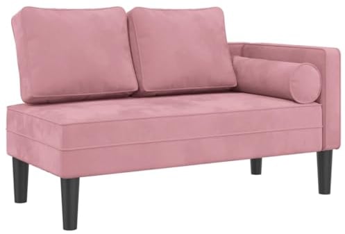 vidaXL Chaiselongue, Indoor Lounge Sofa mit Kissen, Gepolsterte Recamiere für Wohnzimmer Schlafzimmer Büro, Relaxliege Couch, Rosa Samt