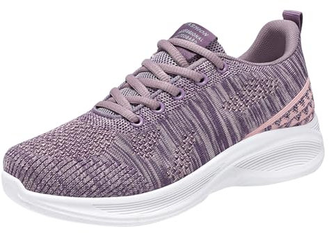 Generico Scarpe da Montagna Donna Scarpe da Calcetto Donna Scarpe Casual Primaverili e Autunnali da Scarpe Sportive Traspiranti Antiscivolo in Tessuto Leggero Scarpe Jogging Donna Scarpe (Purple, 36)