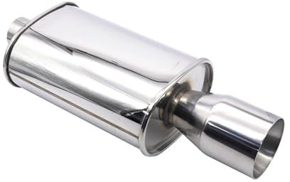 FUNFOB Auspuffblenden Autoauspuff Schalldämpfer Rohre Endrohrsystem Racing Schalldämpfer Turbo Sound Boost Edelstahl 63mm Doppel Einlass Auslass Auto Auspuffroh(XH-EP051-SL)
