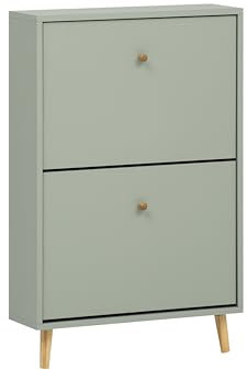 Schildmeyer Bjarne Schuhschrank 158672, Pistazie, 59,8 x 19,5 x 92,2 cm, platzsparend durch geringe Tiefe