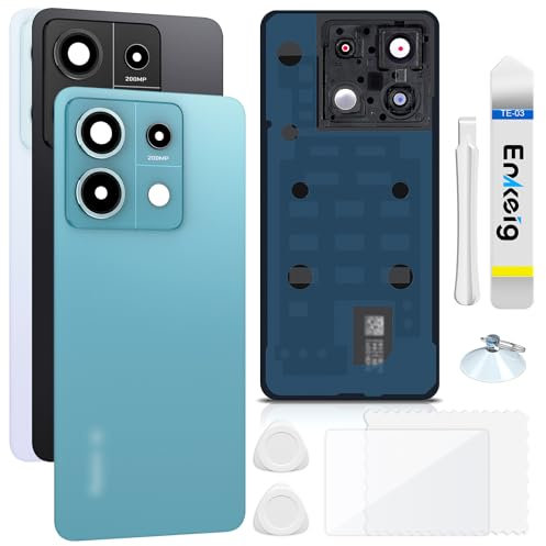 Enkeig Tapa Trasera Vidrio para Reemplazo Xiaomi Redmi Note 13 Pro 5G Parte Trasera de Cristal Trasero con Kit de Reparación (Azul)