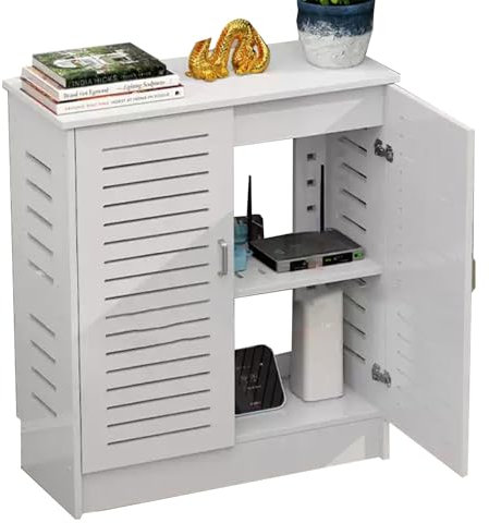 PEBFHSQW Router-Regal Router-Rack-Steckdosen-Organizer-Box WLAN-Set-Top-Box-Rack Büro-Router-Aufbewahrungsregal Hohlraum-Dekorationsbox Für Die Aufbewahrung Zu Hause(Weiß,70 * 70 * 30cm)