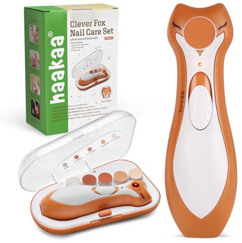 haakaa Electric Baby Nail Clippers for Newborns/Toddlers/Children/Adults, Electric Baby Nail File with 6 Replacement Heads & Storage Case