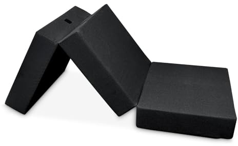 amuéblate online - Colchón Plegable para Invitados con Cierre y Asa, Espuma de Gran Densidad y Funda en Tejido Transpirable Gris Oscuro, 90 x 190