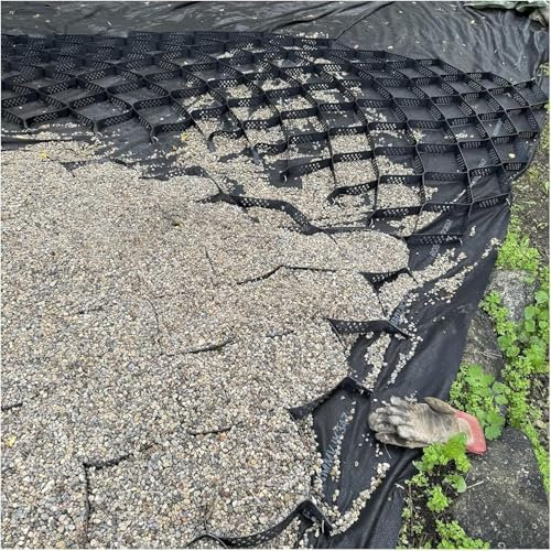 AVLLSO Grille Géocellulaire Perméable Renforcée pour Stabilisation de Gravier, Système de Renforcement pour Allées et Talus avec Hauteur Double 5-10cm, Base Alvéolaire pour Ouvrages en Terre(5cm/2 Hi