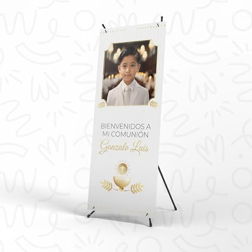 Photocall Primera Comunión - Cartel Bienvenida Personalizado 70x180 cm Modelo 1