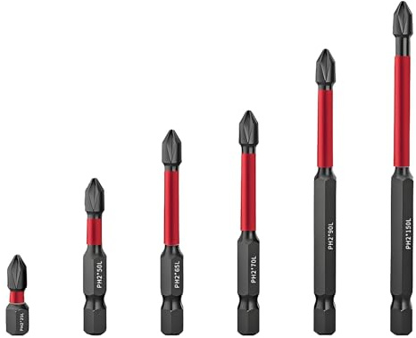 1 Set Schraubendreher Bit Set, 6 Größe PH2 Hochfestes Bits, Hochmagnetischer Schraubendreher-bohrer-bit-satz, Bitsatz, für Verschiedene Bohrmaschinen Werkzeuge, Reparatur von Möbeln usw (Schwarz 1)
