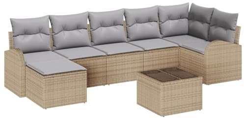vidaXL Garten-Sofa-Set 8 pcs Beige Poly Rattan, Garten und Terrasse, Modulares Sofa, Outdoor Lounge-Set, Robustes Poly-Rattan, Coole Gartenmöbel!