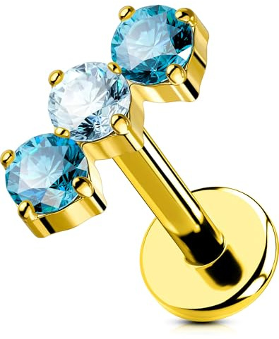 OUFER Body Piercing Titanium Labret Piercing Jewelry Threadless Lip Stud 18G Nose Bar Piercing Jewellery Push In Helix Earrings 6mm Tragus Stud Flat Back Earrings Lippenpiercing