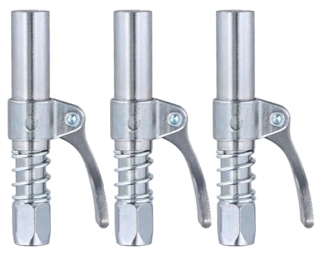 Grease Gun Coupler, 3 Pcs Quick Release Grease Gun Tips One-Hand Operation, Universal Greaser Fitting, Compatible with 1/8 Npt Greaser, Locking Plier, for Automotive and Industrial Lubrication
