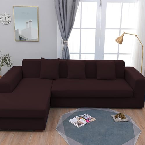 Sofaüberzug Dunkelbraun Sofa Überzug 2 Sitzer Stretch Sofahusse Abnehmbare Couchüberzug Waschbar Sofa Covers Langlebig Überzug Couch Spandex Sofabezug Universal Sofabezüge Couchbezug